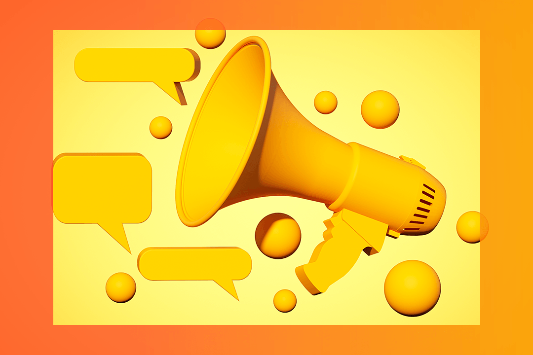 Megafone em referência à comunicação criativa